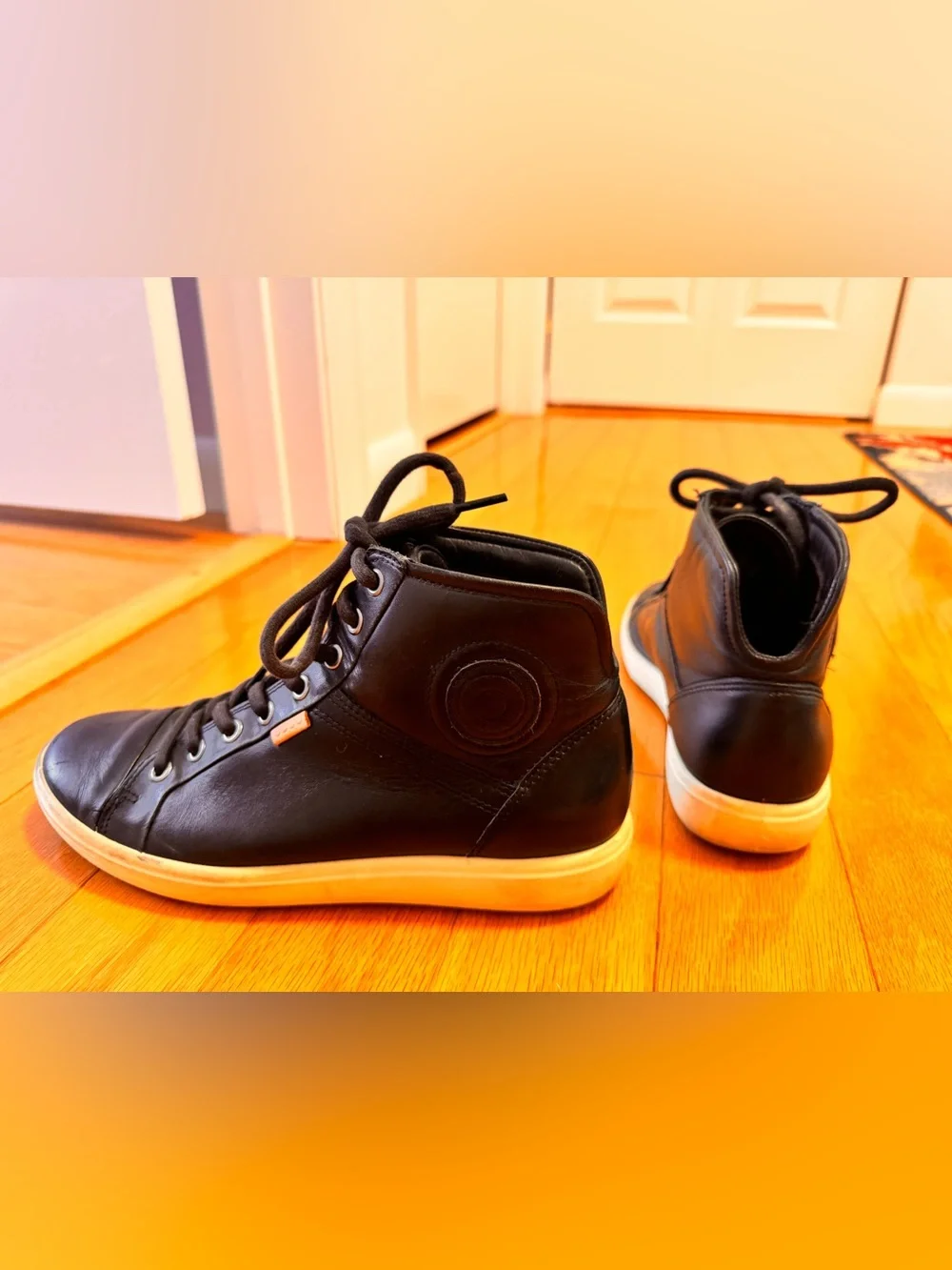 Ecco- Black High-Top Leather Sneakers